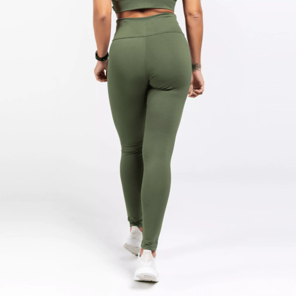 Calça Legging EMANA Cós Normal Verde Militar Fio Inteligente - Imagem 2