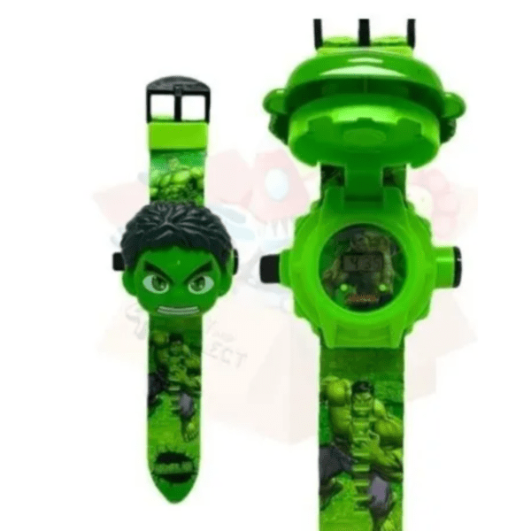Relógio Infantil Hulk 3D com Projetor de 24 Imagens