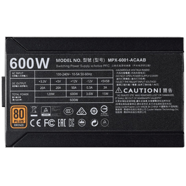 Fonte para PC Cooler Master 600W- MPX-6001-ACAAB-WO - Imagem 8