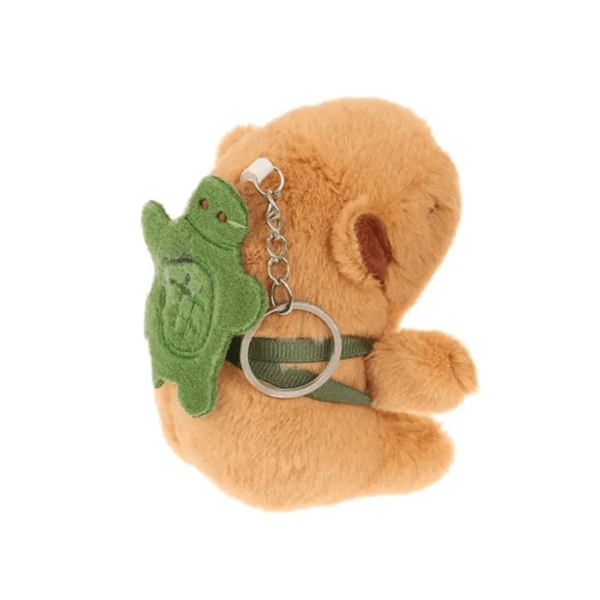 Chaveiro de Pelúcia Adorável- Capivara com Mochila de Tartaruga - Imagem 3