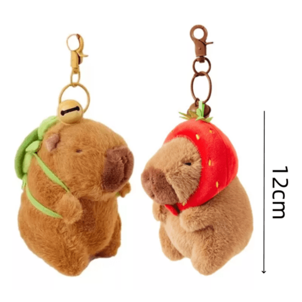 Chaveiro de Pelúcia Adorável- Capivara com Toca de Morango - Imagem 2
