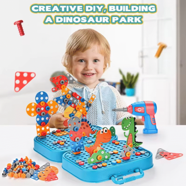 Brinquedo Caixa de Ferramentas Dinossauro 3d - parafusadeira - Imagem 5