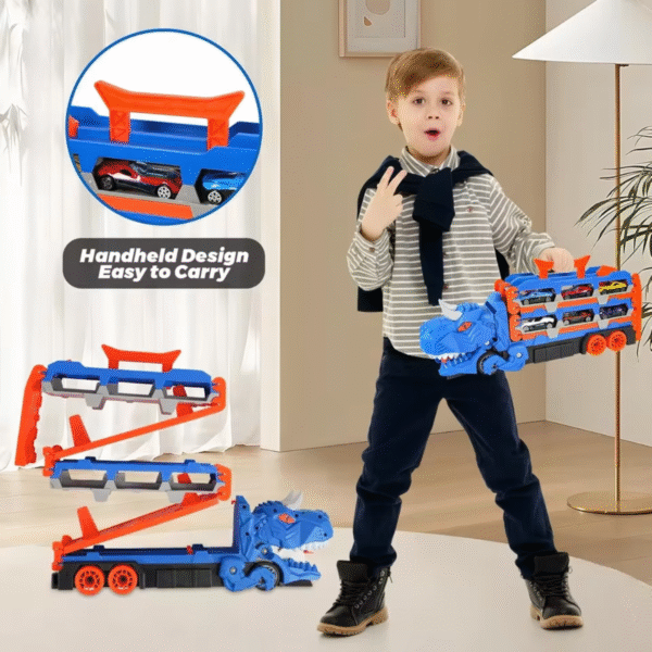 Brinquedo Caminhão Cegonha T-Rex Pista- com 12 Carrinhos - Imagem 6
