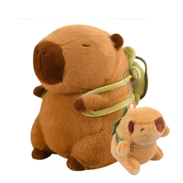 Capivara com Mochila de Tartaruga – Pelúcia + Chaveiro