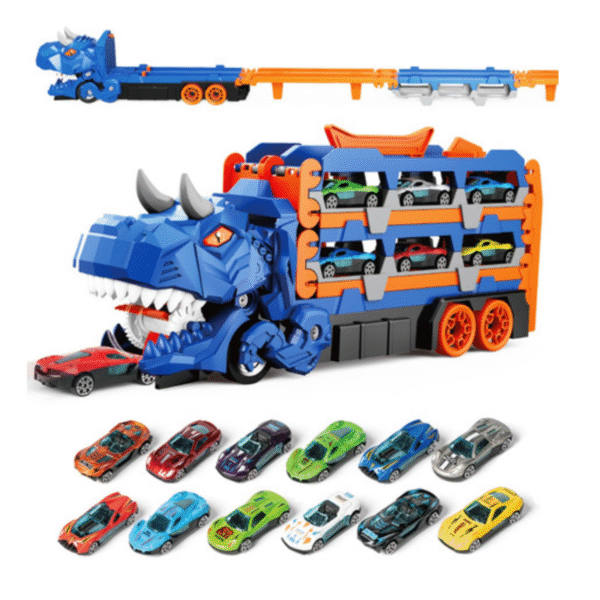 Brinquedo Caminhão Cegonha T-Rex Pista- com 12 Carrinhos - Imagem 2