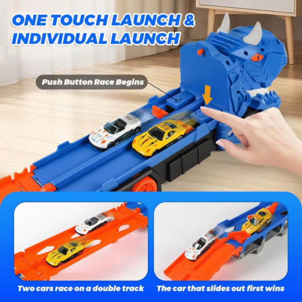 Brinquedo Caminhão Cegonha T-Rex Pista- com 12 Carrinhos - Imagem 4
