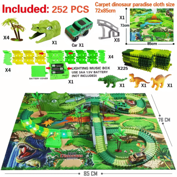 Brinquedo Pista de Dinossauro com Carrinho - 252 Peças - Imagem 2